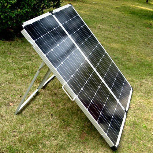 Zewnętrzne, czarne, składane panele słoneczne 12 V o mocy 100 W 0